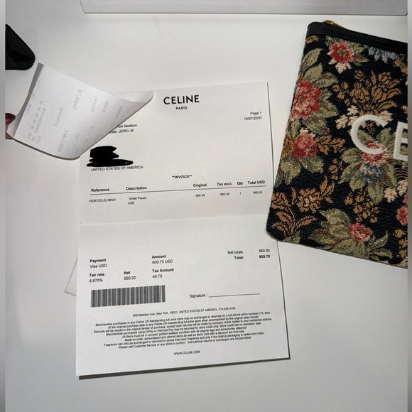 Brand NWT Celine Small Jacquard Floral Pouch - Picture 5 of 5